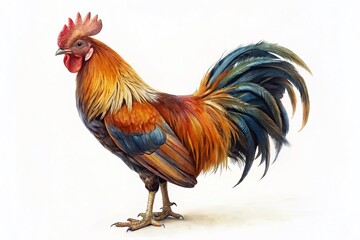 Fototapeta premium Vintage Photo: Crele Bantam Cockerel Isolated on White