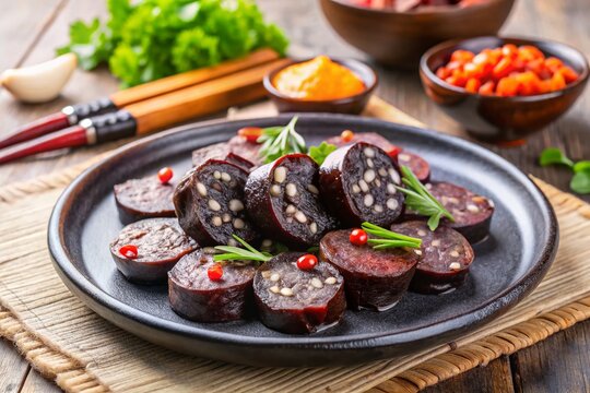 Vintage Photo: Korean Soondae Blood Sausage, Traditional Street Food