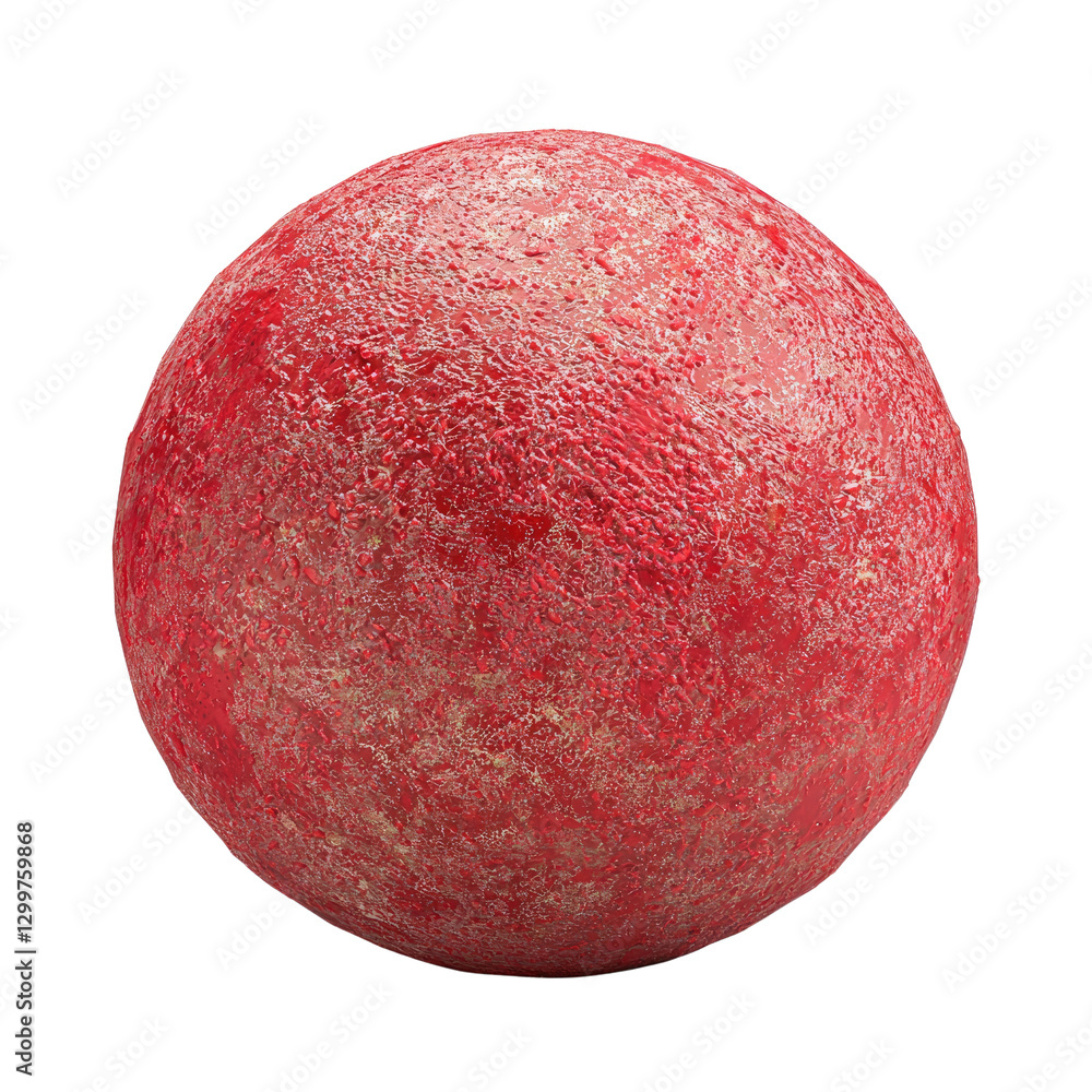 Poster realistic red texture sphere with rough surface ideal for backgrounds and design projects in digital
