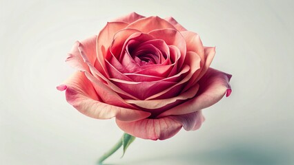 Vintage Pink Rose Isolated on White Background - Romantic Floral Stock Photo