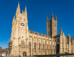 Architectural view of Canterbury Cathedral in England