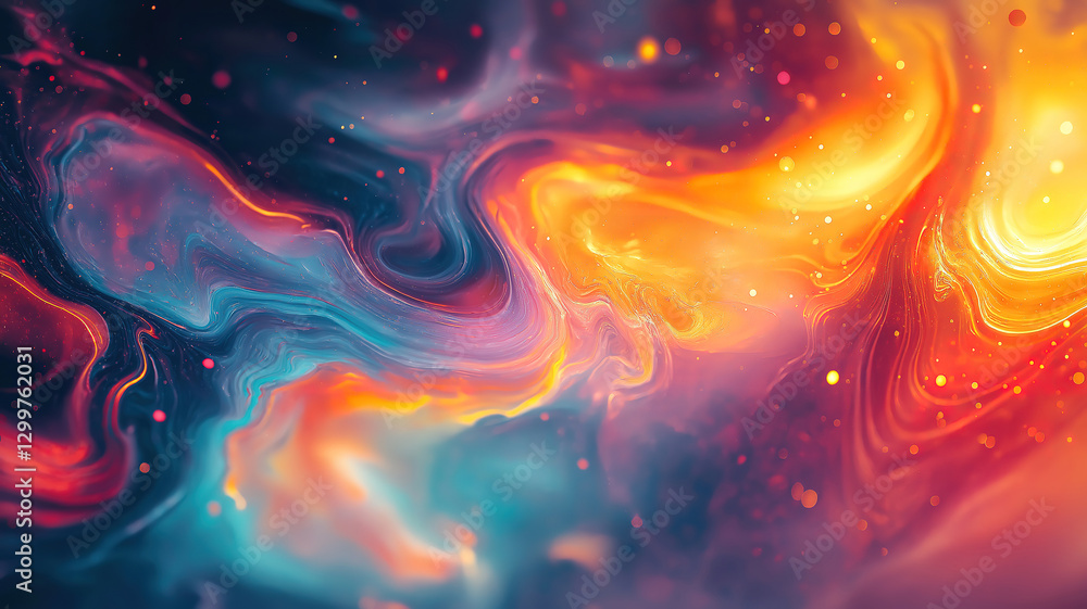 Poster abstract colorful background with vibrant bokeh effects, creating a dreamy and ethereal atmosphere