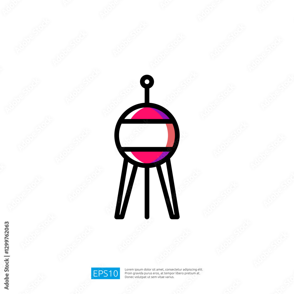 Aufkleber geometric icon of a colorful round shape on three legs with stylized design elements and minimalist 
