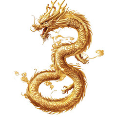 Fototapeta premium Majestic Golden Dragon Illustration with Intricate Details