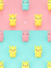 Cute cartoon animals pattern on pastel background.