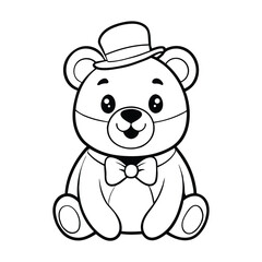 teddy bear with a heart silhouette coloring pages vector on white background