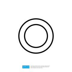 Minimalist Geometric Icon of a Circle with a Concentric Outline in Black and White Color Scheme