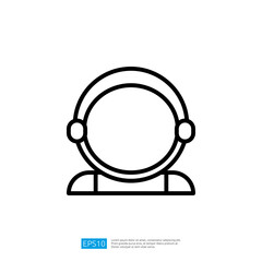 Fototapeta premium Minimalist Icon Illustration of an Astronaut with Headset in a Futuristic Space Exploration Setting