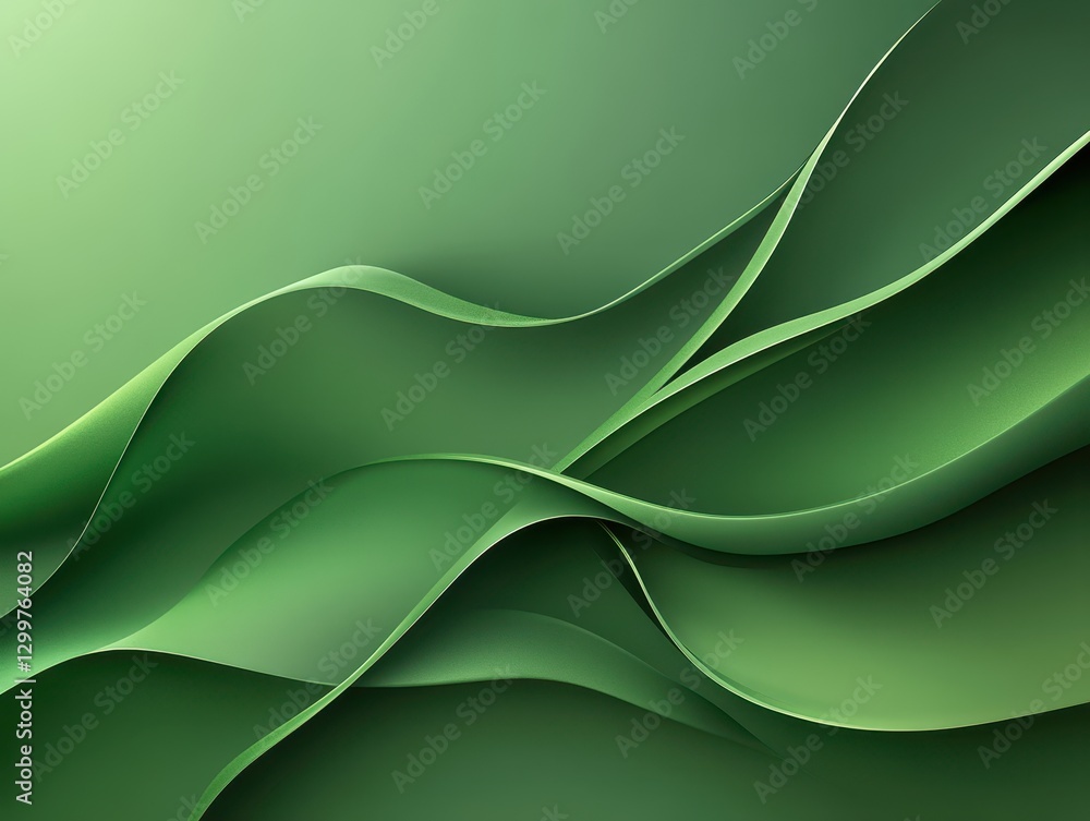 Poster smooth and flowing green wave patterns creating a modern abstract background for design and creative