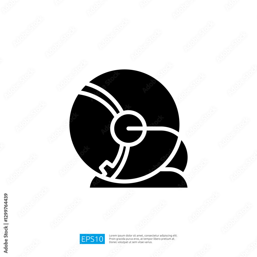 Poster abstract icon of a futuristic headset design symbolizing technology and innovation in digital commun