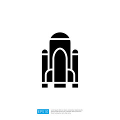 Iconic Architectural Monument Design Featuring A Historic Building Structure In Black And White Illustration