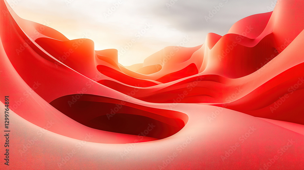 Poster abstract red architectural landscape creating a bold and modern design with dynamic shapes