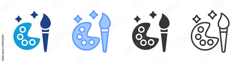 Poster artistry icon set multiple style collection