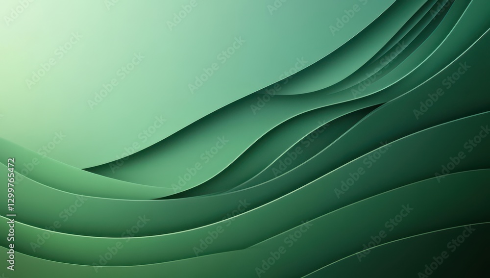 Poster smooth green waves abstract background with soft curves and gradients for creative and modern design