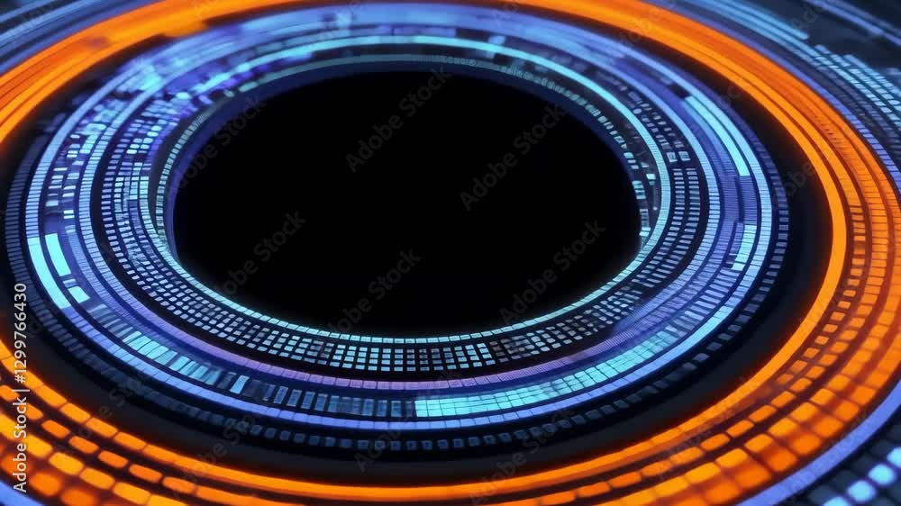 Poster futuristic digital interface with concentric circles and glowing elements creates dynamic high tech 