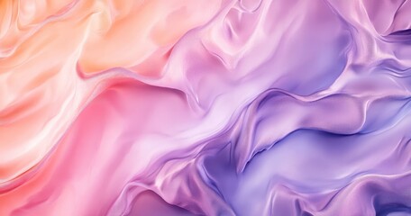 Obraz premium Soft and Elegant Fabric Background with Flowing Silk Texture in Pastel Shades of Pink, Purple and Orange for Creative Designs and Modern Artwork