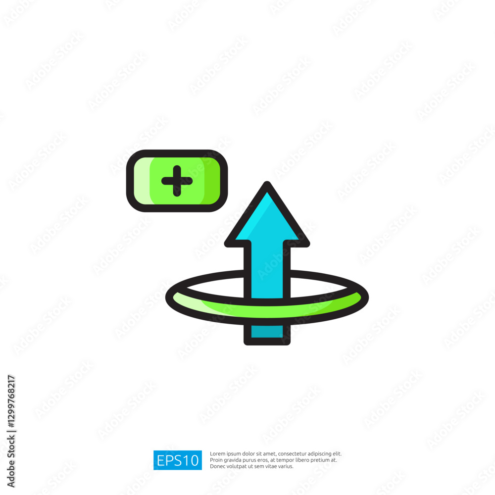 Poster colorful upward arrow symbolizing growth and positive progress with an increase button representing 