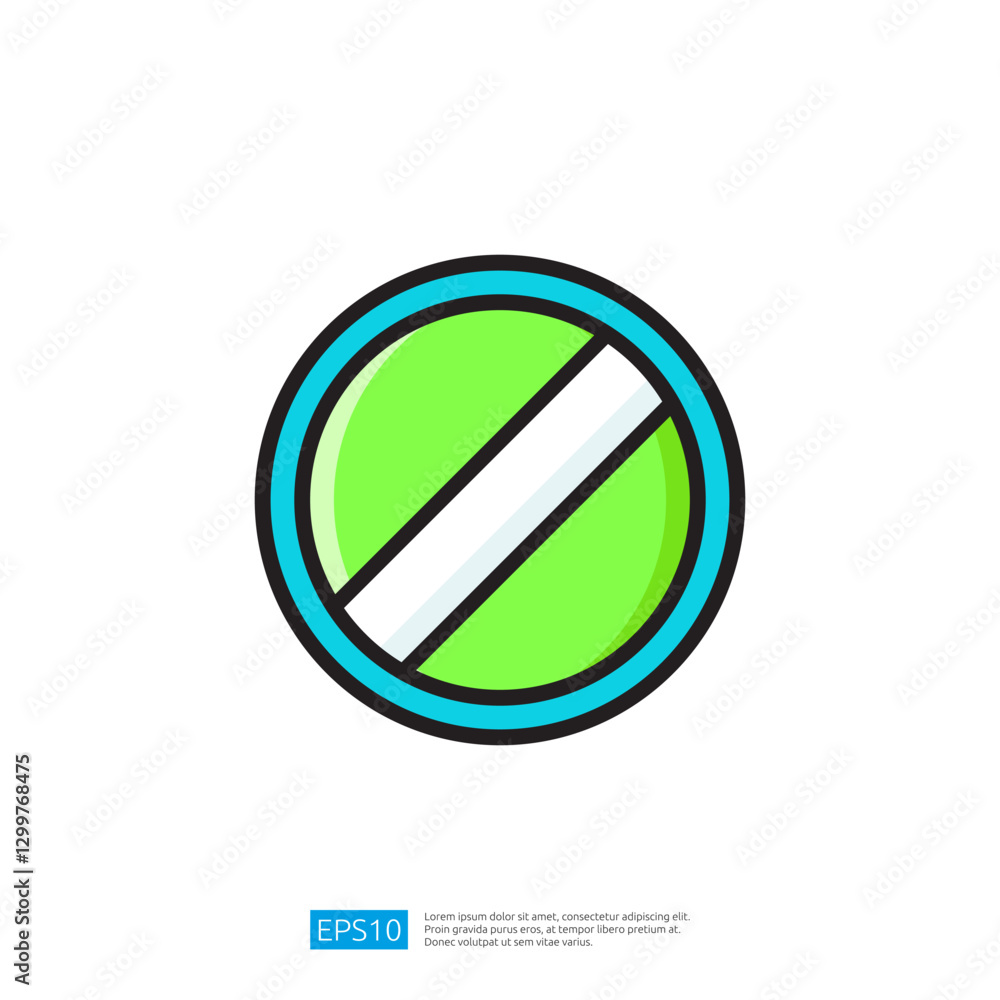 Poster vibrant graphic icon featuring a colorful prohibition symbol within a circular frame representing di
