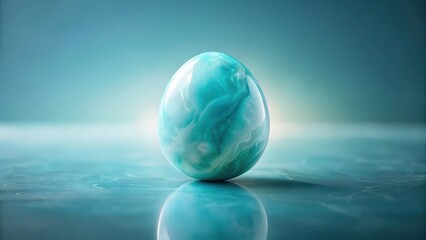 Serene Teal Orb on Reflective Surface, Evoking Tranquility and Mystery