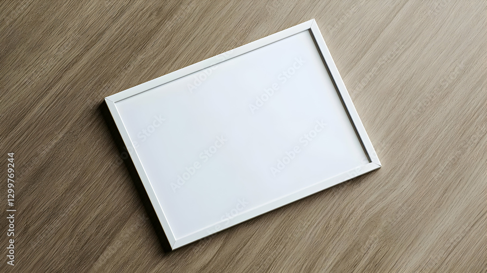 Poster white frame leaning against textured brown background displaying mockup presentation