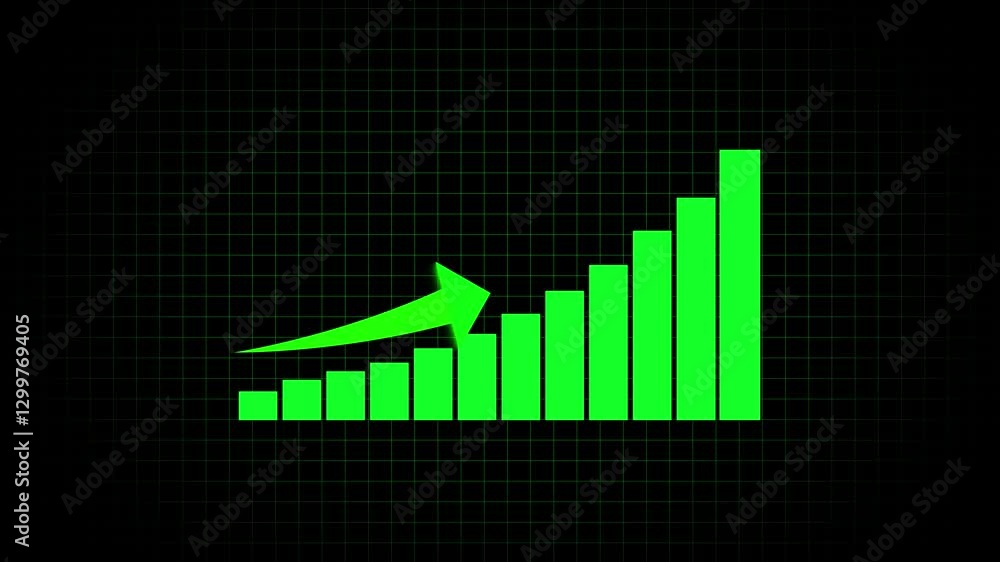 Poster business graph chart with upward trend animation. abstract business growth graph animation. arrow li