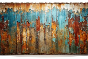 Naklejka premium Weathered Wall Texture: Faded Paint, Grunge Background, Panoramic Photography