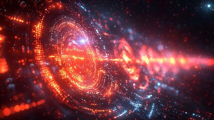 Obraz premium Abstract digital glowing circle in space. Possible use Background for futuristic themes