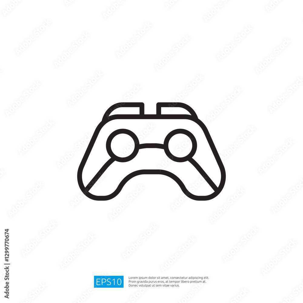 Poster minimalist outline of a game controller with circular buttons and directional pad