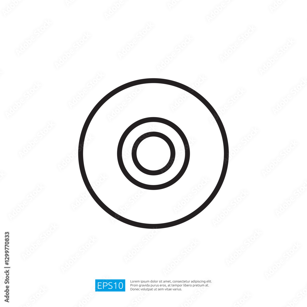 Poster minimalist circular icon with concentric circles in black and white design representing simplicity a