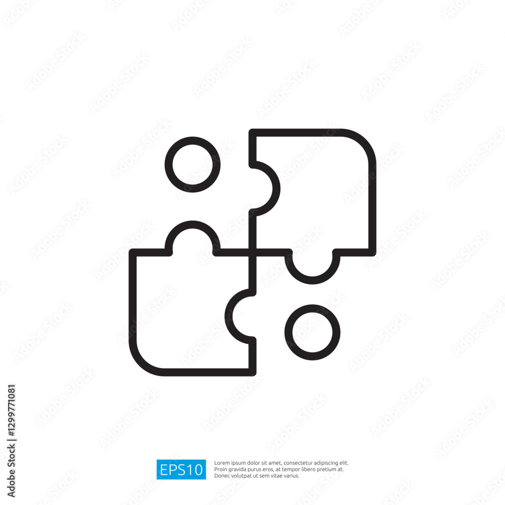 Poster minimalist design of interlocking puzzle pieces symbolizing connection and problem-solving in modern