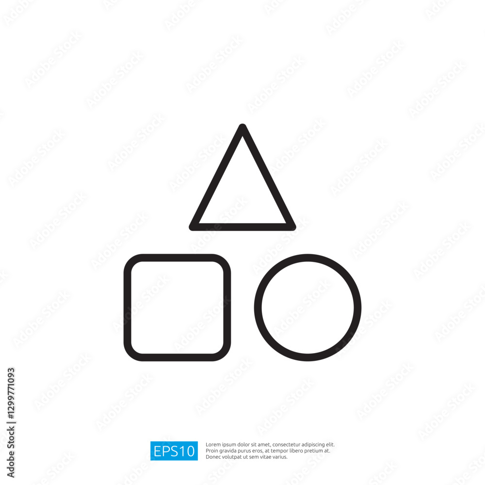 Poster abstract representation of geometric shapes including a triangle, square, and circle in a minimalist
