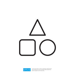 Abstract representation of geometric shapes including a triangle, square, and circle in a minimalist and modern design with clean lines and a balanced layout
