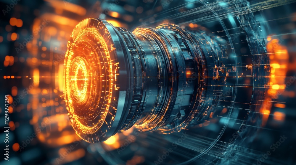 Poster ai-enhanced 3d simulation of heat transfer in advanced mechanical systems, futuristic engineering co