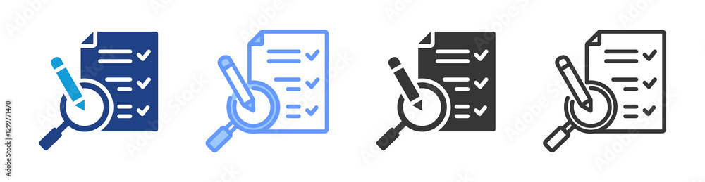 Poster Assessment icon set multiple style collection