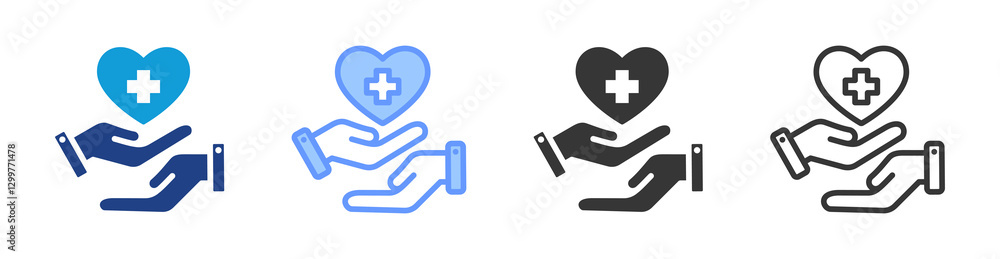 Aufkleber caregiver icon set multiple style collection