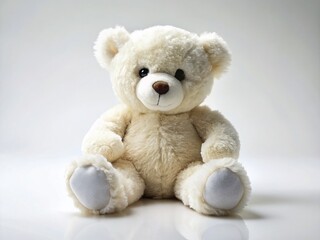 Fototapeta premium White Teddy Bear on White Background - Pure Minimalist Photography