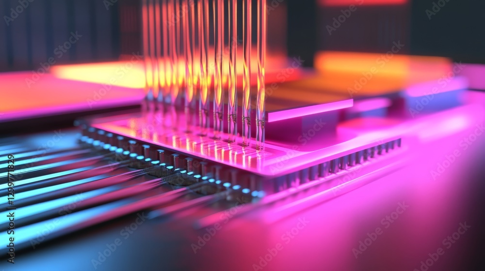 Poster ai-powered microfluidic cooling system controlling heat flow in futuristic industrial electronics
