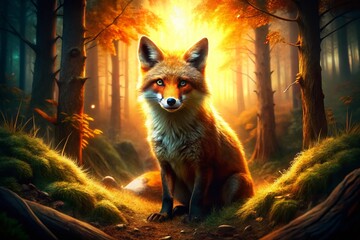 Wild Fox in Pine Forest - Urban Exploration Photography