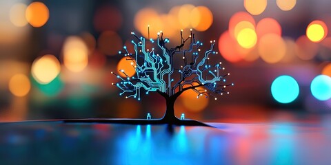 tree with circuitry branches -