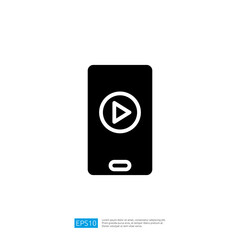 Stylized black smartphone icon with play button representing media consumption and modern technology for communication and entertainment in diverse applications