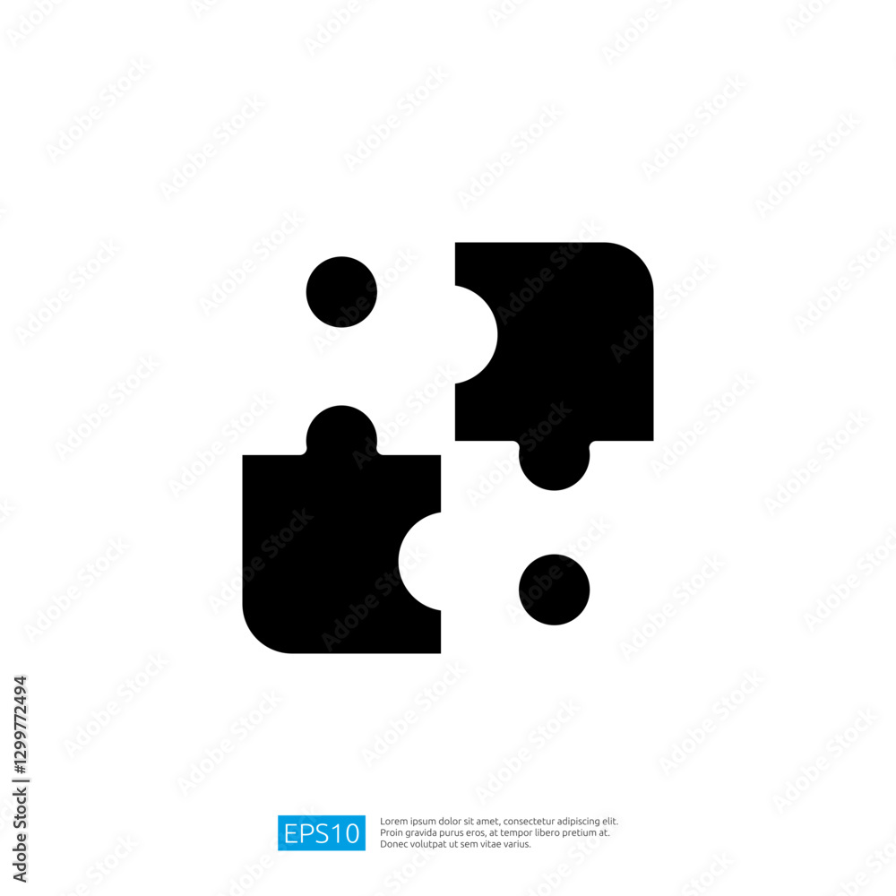 Poster creative abstract puzzle pieces in black design representing problem solving and cognitive challenge