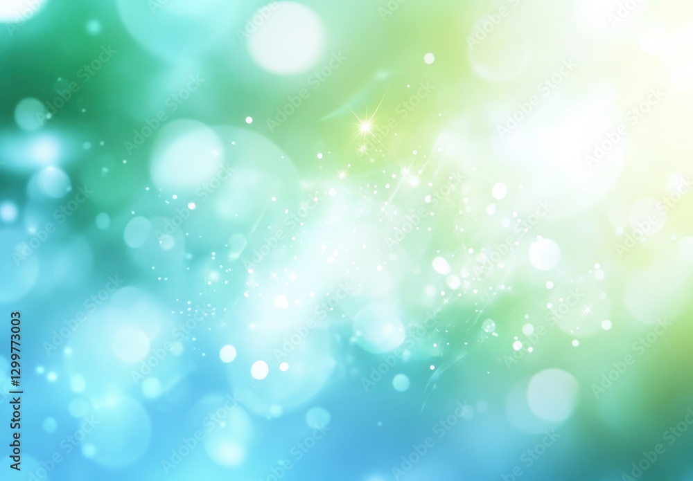 Aufkleber soft bokeh background with shimmering lights in green and blue tones for abstract and creative desig