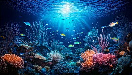 Obraz premium underwater paradise, bioluminescent sea creatures 