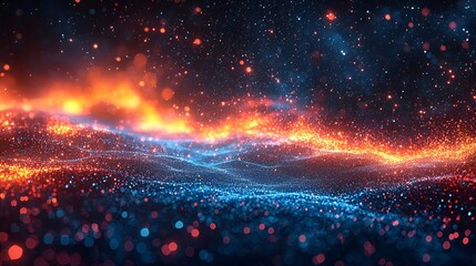 Fototapeta premium Abstract fiery particles landscape