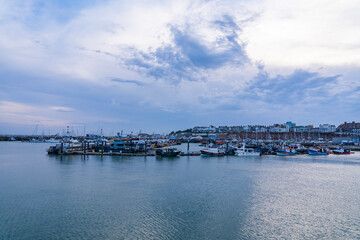 View of the port of Ramsgate, a small town in southeast England	