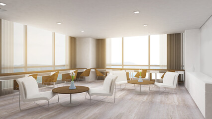 Office waiting areas and corridors in the building, office space,3d rendering