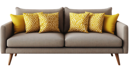 Stylish modern sofa with decorative yellow cushions enhancing living space