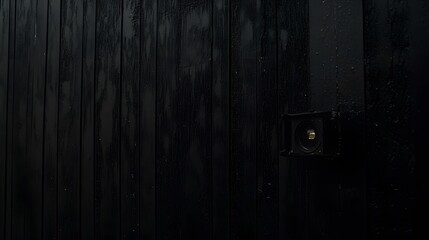 Mysterious Black Wooden Wall with Camera Lens
