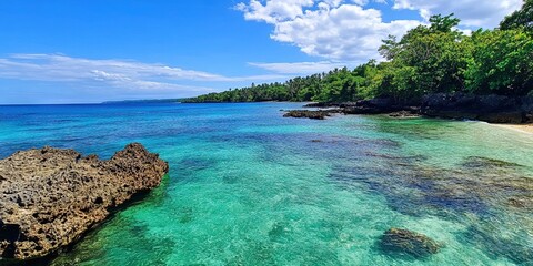 swimming cove with crystal clear water in nature