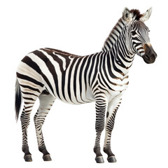 Majestic Zebra Standing Gracefully on Isolated White Background